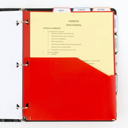 Five Star 8-Tab Binder Pocket Dividers, Plastic Tabbed Divider with Pocket, 9-3/4" x 11", 3-Hole Punched, 8 Count, Assorted Colors (201590)