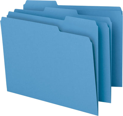 Smead Blue File Folders for Documents, with 1/3-Cut Tabs, Letter Size, Blue, 100 Pack for Easy Organization and Office Use (12043)