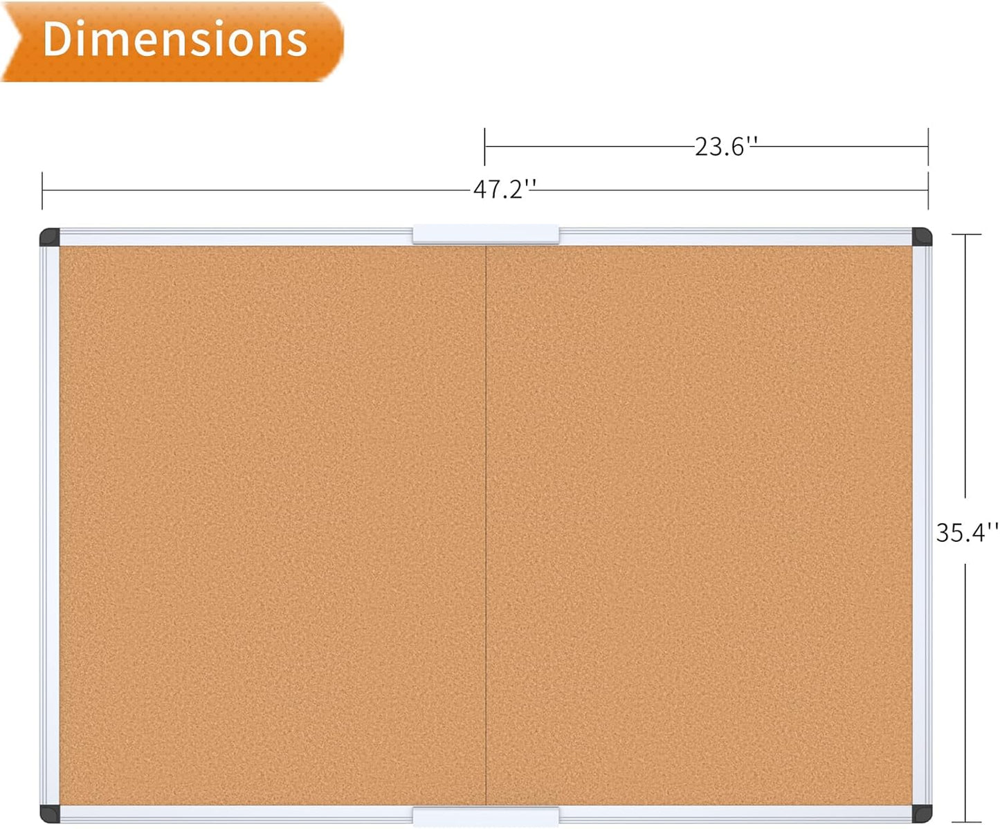 VIZ-PRO Cork Notice Board Bulletin Board, 96 X 48 Inches, Pack of 2, Silver Aluminium Frame