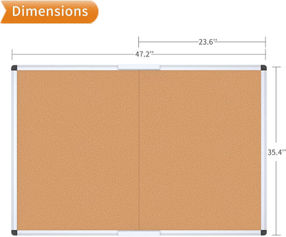 VIZ-PRO Cork Notice Board Bulletin Board, 96 X 48 Inches, Pack of 2, Silver Aluminium Frame