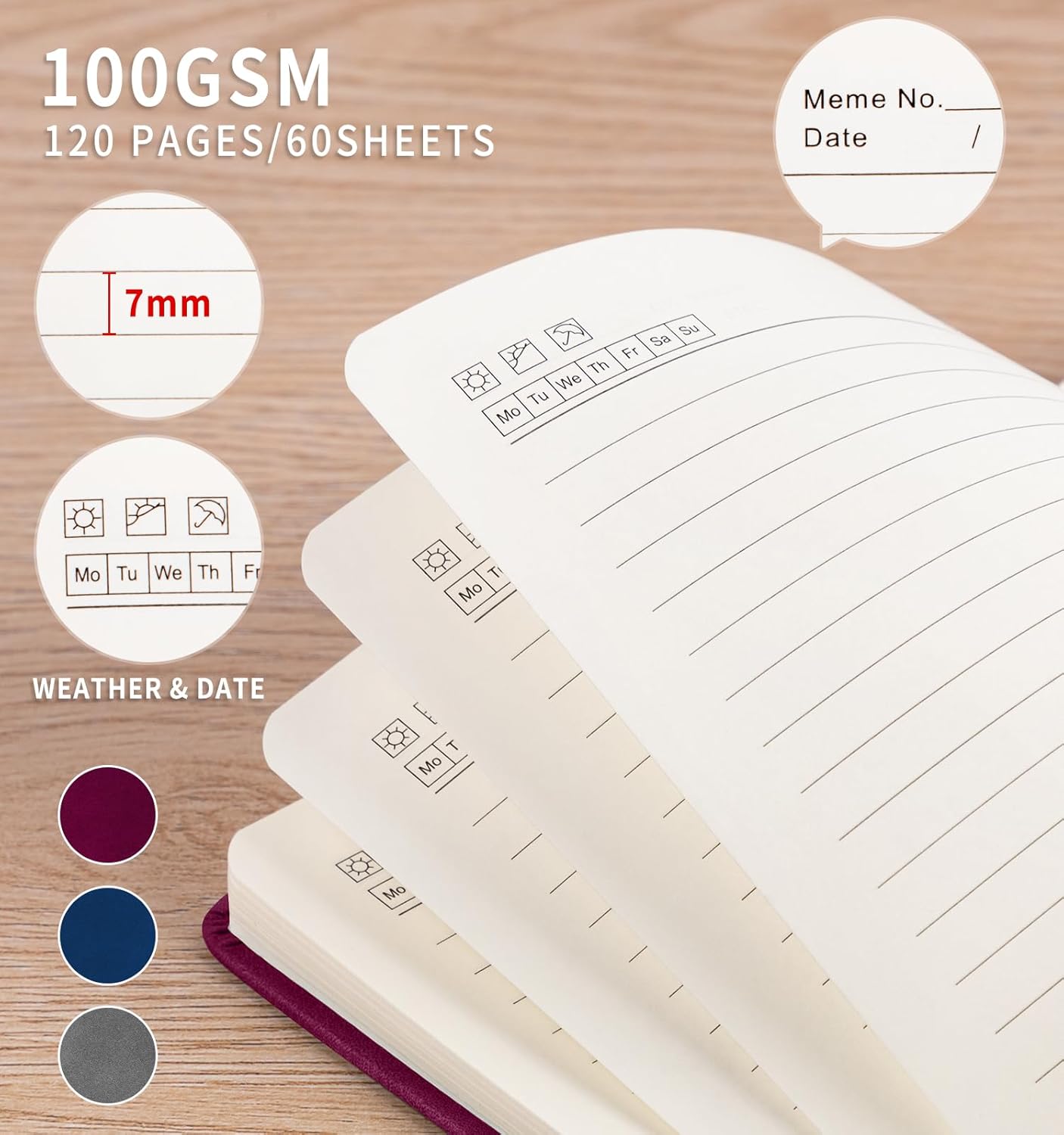 3 Pack Pocket Journaling Notebooks, A6 Small Notebook For Note Taking Journaling Notebooks Journals For Writing Mini Note Pads With Pen Holder 120 Pages 100 GSM Thick Paper(Nude, Brown, Forest Green)