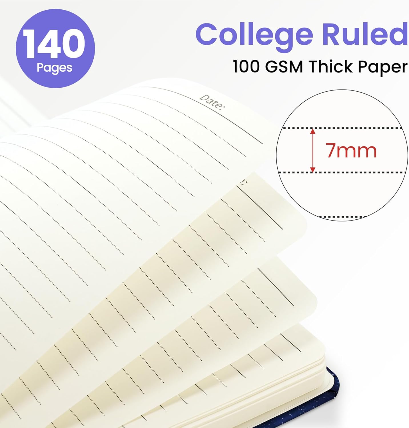 ZOTIA Lined Spiral Journal for Women, A5 Pretty Hardcover Notebook for Work, School & Office Writing, Aesthetic Writing Journal College Ruled, 140 Pages, 5.8" x 8.3", Twilight Bloom