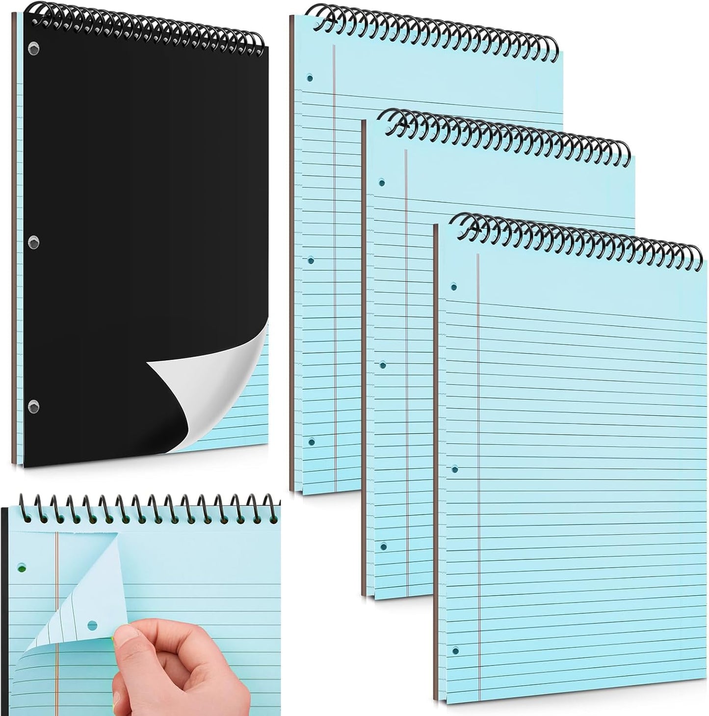 MotiMind 10 Pack 8.5" x 11" Top Spiral Notebook with 3 Hole Punched Morandi Colors Legal Pads College Ruled Notepad 50 Sheets Hard Cardboard Paper Wirebound Notepad for Office School Business