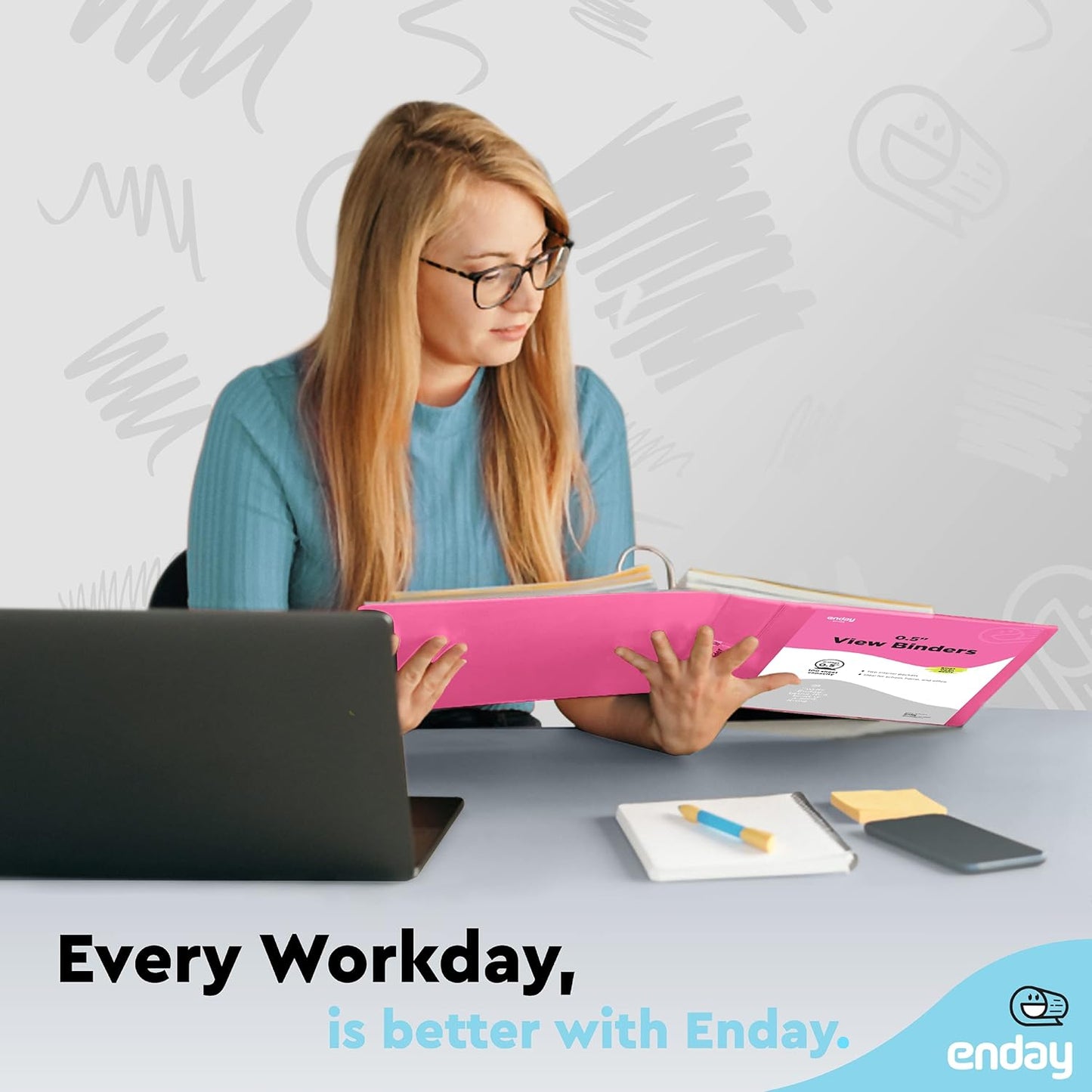 Enday 1 Inch Binder (6 Pack - Grey) 3 Ring Binder 1 inch with Clear View Cover and 2 Inside Pocket - for Letter Size 8.5 x 11'' Paper, Ideal for School Supplies, Office, and Home