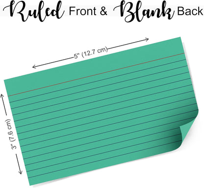 THREE LEAF 3 X 5, INDEX CARDS RULED, 100 CT. WHITE, Ruled Flash Cards, Study Card, Memo Pad, For To-Do List, Art And Craft Projects