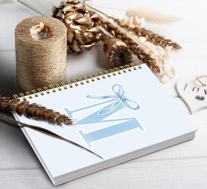 Blue Bow Journal Notebook for Girls,Initial H Journals Personalized Diary Gifts for Teen Girl Kids,Monogrammed Gifts for Women,Trendy Coquette Cute Hardcover Spiral Notebook 5.5 x 8.3 - Colors A