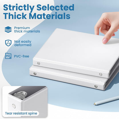 SUNEE 3 Ring Binders 1 Inch 12 Pack, Clear View Binders Bulk Three Ring PVC-Free (Fit 8.5x11 Inches) for School or Office Business Supplies, White