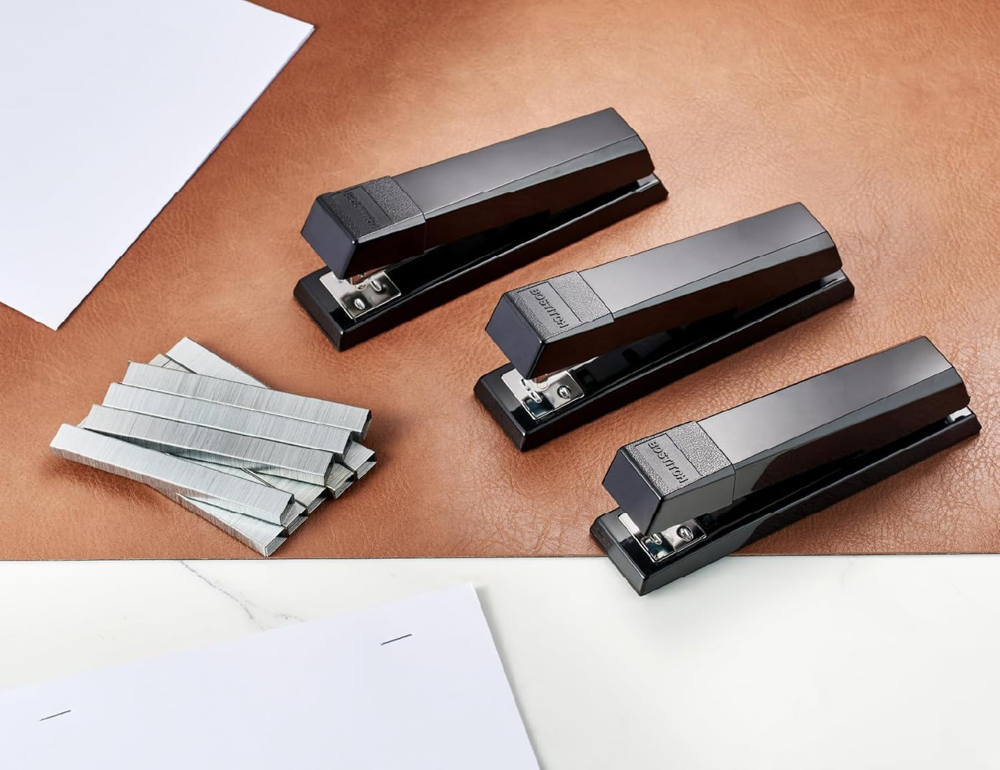 Bostitch Office Stapler, No-Jam Premium for Desktop, Includes 1,250 Staples, Full-Strip, 25 Sheet Capacity, Black