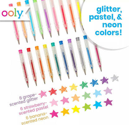 Ooly Scented Yummy Yummy Glitter Gel Pens Set of 12-1.00mm NIB Scented Glitter Pens for Kids and Adults, Art and Stationery Supplies