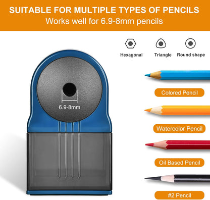 Manual Pencil Sharpener Hand Crank Pencil sharpeners for Kids Adjustable in 5 Grades of Thickness Suitable for Kids,Artists,Students,and Office (Blue)