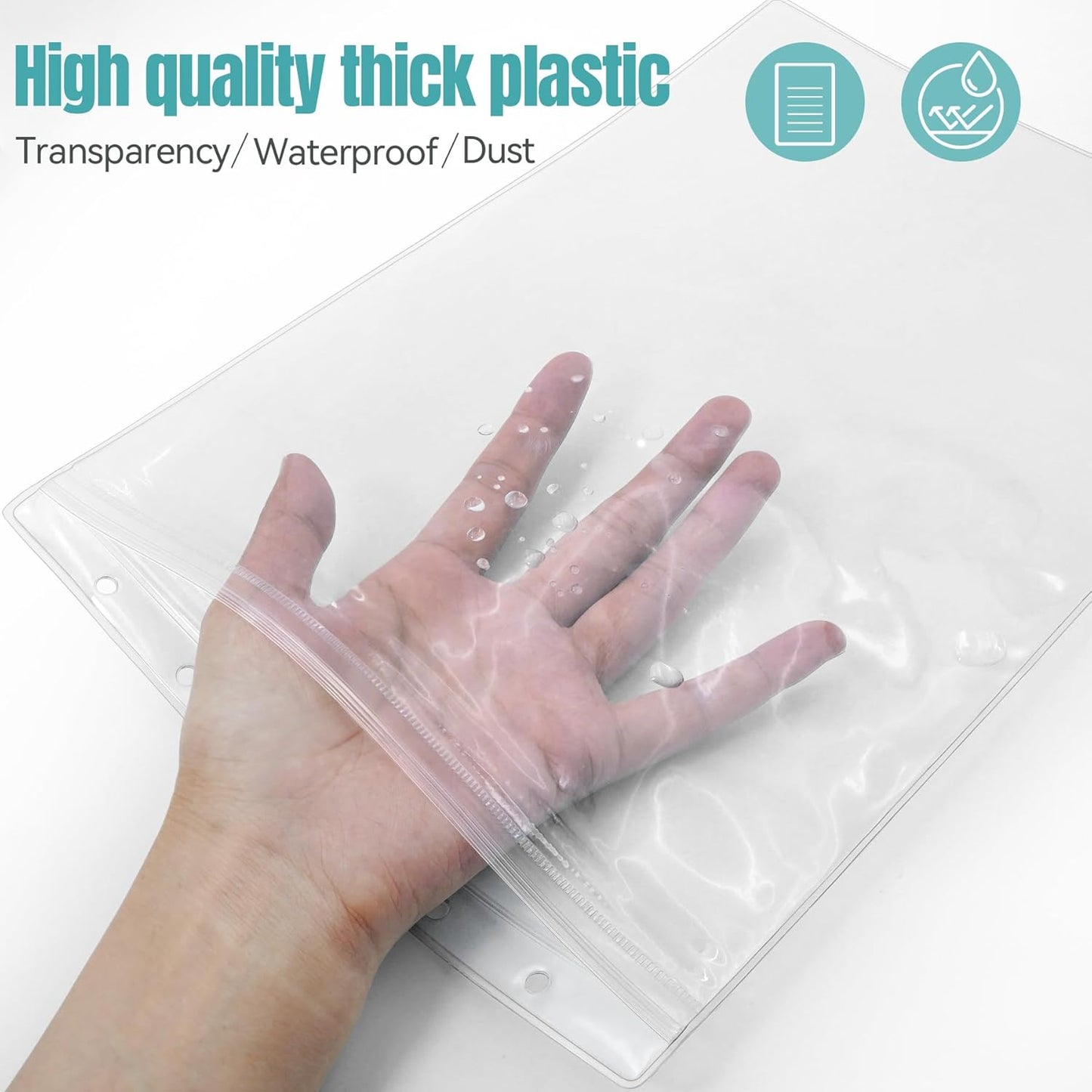 6 Pack 8.5" x 11" Resealable Zip Sheet Protectors, Waterproof Clear Rigid Plastic Sleeves for Documents, Photos, Certificates, and Wall Sign Displays, Heavy Duty Page Protectors