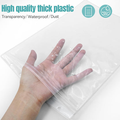 6 Pack 8.5" x 11" Resealable Zip Sheet Protectors, Waterproof Clear Rigid Plastic Sleeves for Documents, Photos, Certificates, and Wall Sign Displays, Heavy Duty Page Protectors