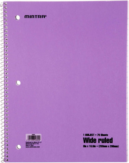 Mintra Office Spiral Notebooks, Wirebound, Journals for School, Work, Business, Aesthetic Stationery, Writing Pads, Teacher & Student Supplies (6, Pastel, College)