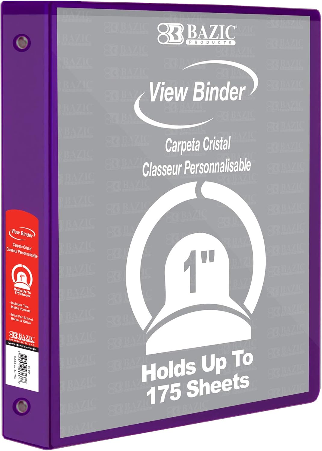 BAZIC Products 3 Ring Binder - Green, Economy View Binder with Clear Overlay Cover and Round Rings, Organizer for School Office Home Use, 1-inch Capacity Holds 175 Sheets Paper, 12-Pack