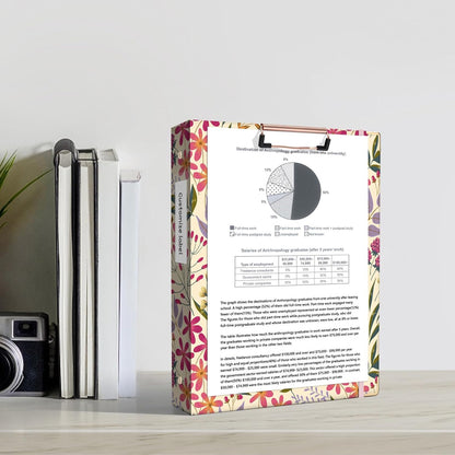 Ospelelf Binder 3 Ring 1 Inch, Floral Round Ring Clipboard Binder for Letter Size with 5 Tab Dividers, File Folder Labels, for School and Office Supplies