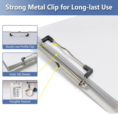 Metal Clipboard, 20% Sturdier Aluminum Contractor Clipboard with Low Profile Clip | Hangable Recycled Heavy Duty Rust-Proof | Plate for A4 Size Sheet, for Jobsite, Laboratory, Medical, Office, Teach
