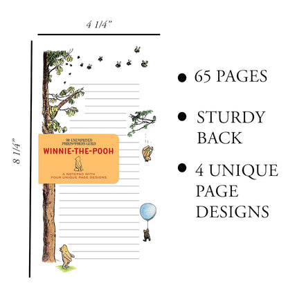 The Unemployed Philosophers Guild Winnie-The-Pooh Notepad- 65 Easy-Tear Paged Memo Desk Note Pad With 4 Alternating Page Designs, 8.25" x 4.25"