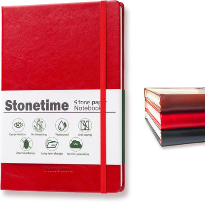 Stone Paper Notebook for Women Men, A5 Waterproof Notebook Hardcover Executive Journal, Ruled Notebooks for Work, Business, Writing, School, 160 Pages(Green)