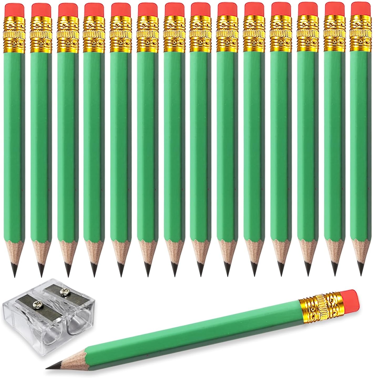Adhere 25pcs Golf Pencils with Eraser Pre sharpened Hexagon half Wooden Pencils Graphite 2B for Golf Event Scoring,Classroom,Wedding,Company Meetings,Pew, Pocket (Nature)