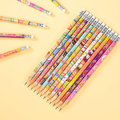 48 pcs Flowers Pencils with Eraser Wood Pencils Bulk for Writing and Drawing (Flowers, 48)