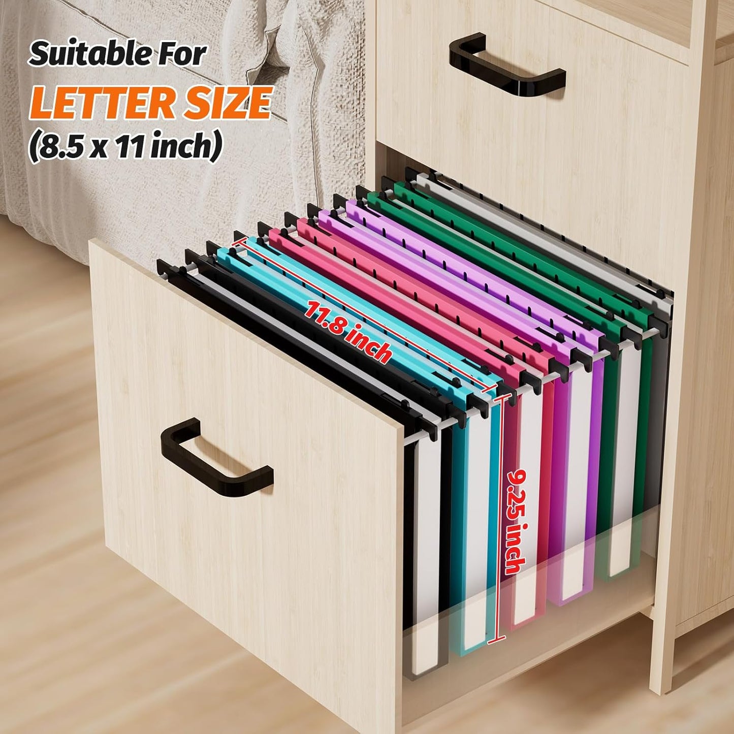 SHUTEX Extra Capacity Plastic Hanging File Folders,12 Pack Reinforced Hang Folder,Heavy Duty 1 Inch Expansion,Filing Cabinet Folders Letter Size for Bulk Files/Medical Charts, Black