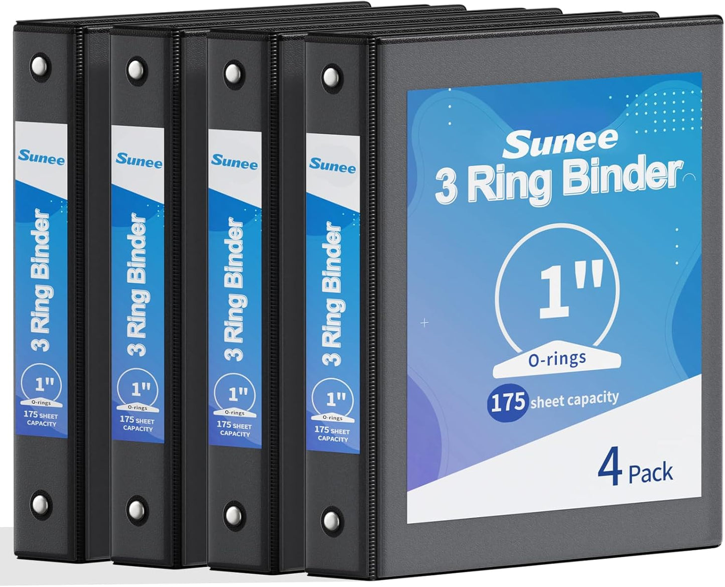 SUNEE 1/2 Inch Binders 3 Ring 10 Pack Bulk, PVC-Free Clear View Half Inch Binders (Fits 8.5x11 Inches) for School, Office & Home Use, White