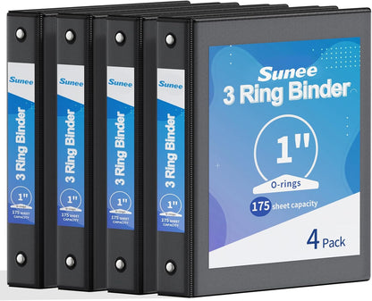 SUNEE 1/2 Inch Binders 3 Ring 10 Pack Bulk, PVC-Free Clear View Half Inch Binders (Fits 8.5x11 Inches) for School, Office & Home Use, White
