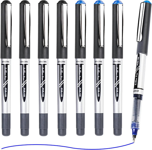 EYEYE 0.7mm Black Roller Ball Pens 25 Pack, Medium Point Rollerball Pen Quick Dry, Liquid Ink Pens Fine Point Smooth Writing Pens for Journaling, Note Taking, Office and School Supplies