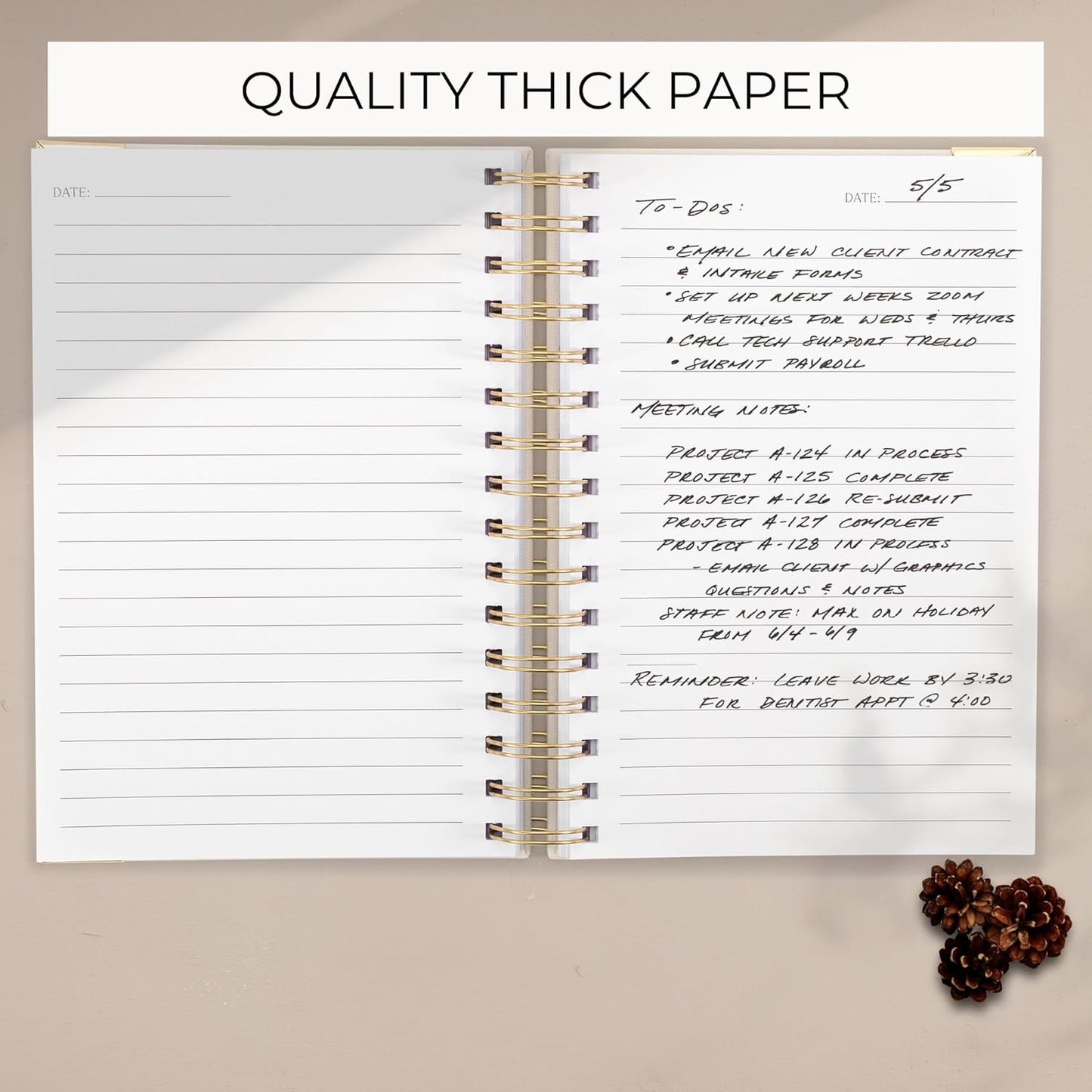 Aesthetic Thick Spiral Notebook Journal For Women in B5 Format - Modern Linen Hardcover College Ruled Note Book With 300 Lined Pages - Perfect For Writing And Staying Organized at Work or School