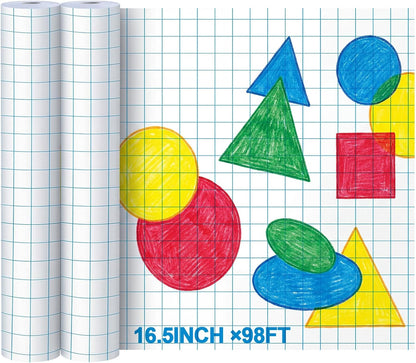 Jetec 1 Roll Large Grid Graph Paper Roll 1" Grid 16.5 Inch x 98ft Sewing Pattern Paper for Back to School Classroom Teaching Drafting Supplies Kids Students Gifts