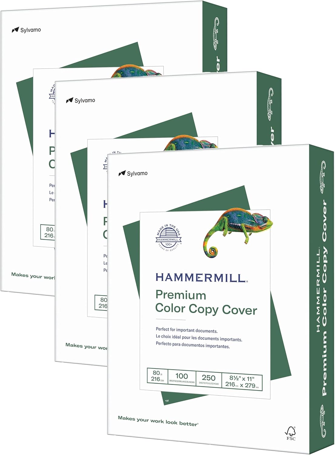 Hammermill Cardstock, Premium Color Copy, 80 lb, 8.5 x 11 - 1 Pack (250 Sheets) - 100 Bright, Made in the USA Card Stock, 120023R, White