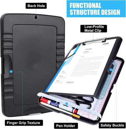 Red Plastic Clipboard with Storage,TFDLCG zm High Capacity Clip Boards 8.5x11,A4 Binder Nursing Clipboard Folder Heavy Duty for Women Teachers Work,School Office