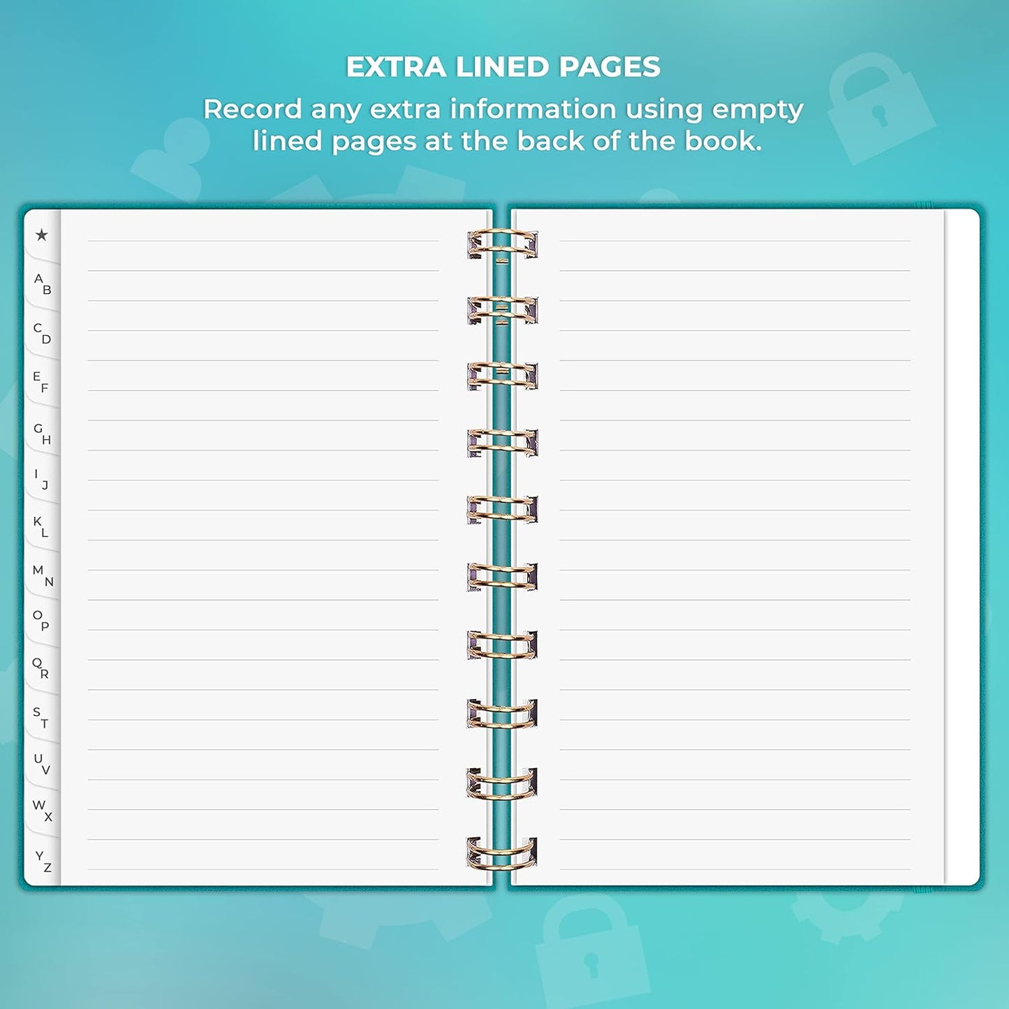 Clever Fox Password Book Spiral – Internet Address & Password Organizer with Laminated Alphabetical Tabs – Password Keeper Journal – Hardcover, Medium Size, 6.1x7.7” (Mystic Blue)