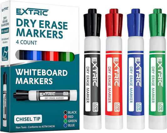 Dry Erase Markers chisel Tip, Whiteboard Markers 8 Pack Assorted Colors, White Board Marker Dry Erase, Low Odor White Board Marker for Teachers and Students