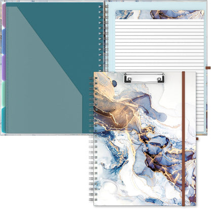 Hongri Clipboard Folio with Refillable Lined Notepad, 8.5 x 11 Folders with Storage 10 Pockets, Spiral Portfolio, Size 12.8X 9.7 in, Office & School Supplies, Skeleton