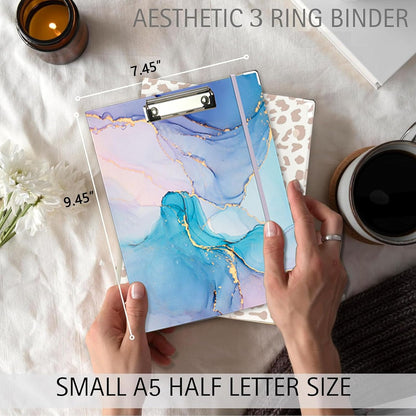3 Ring Binder 1 Inch, Three Ring Binders Organizer with Clipboard, 5-Tabs Pockets Dividers, Plastic Folder, 18 Divider Stikers, BVSSX Pretty Binder with Pen Loop (Black Weeds, Letter Size)