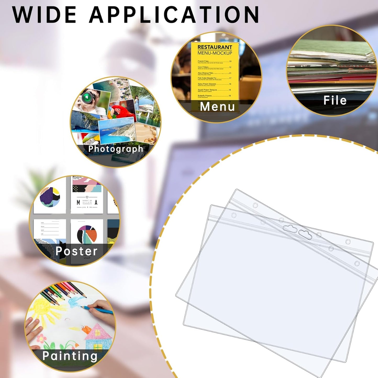 AKONEGE 6PCS Hard Sheet Protectors 8.5" x 11" Waterproof Resealable Zip Paper Page Protectors Clear Rigid Plastic Sleeves for Photos Certificate, Heavy Duty Document Holder Wall Sign Holder, Vertical