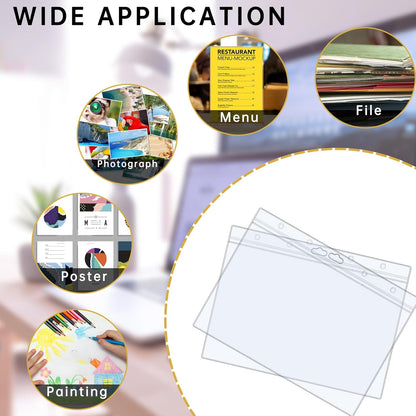 AKONEGE 6PCS Hard Sheet Protectors 8.5" x 11" Waterproof Resealable Zip Paper Page Protectors Clear Rigid Plastic Sleeves for Photos Certificate, Heavy Duty Document Holder Wall Sign Holder, Vertical