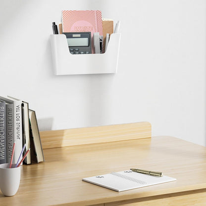 Jomola No Drilling Wall Mount File Holder - Office Wall Hanging Files & Magazines Organizer - Plastic Door Mount with Adhesive Pad, Gray (1 Count)