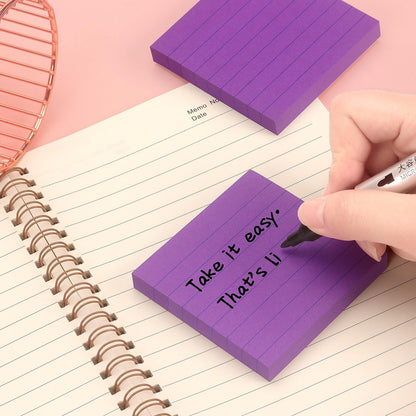 Lined Sticky Notes 3x3 Sticky Notes with Lines Self-Stick Notes Bright Color 4 Pads 90 Sheets/Pad (Pastel)