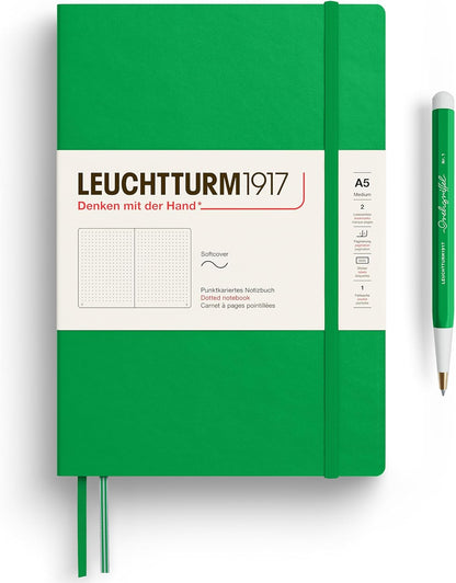 LEUCHTTURM1917 - Notebook Softcover Medium A5-123 Numbered Pages for Writing and Journaling - Thinking Ahead (Dotted Paper, Spice Brown)
