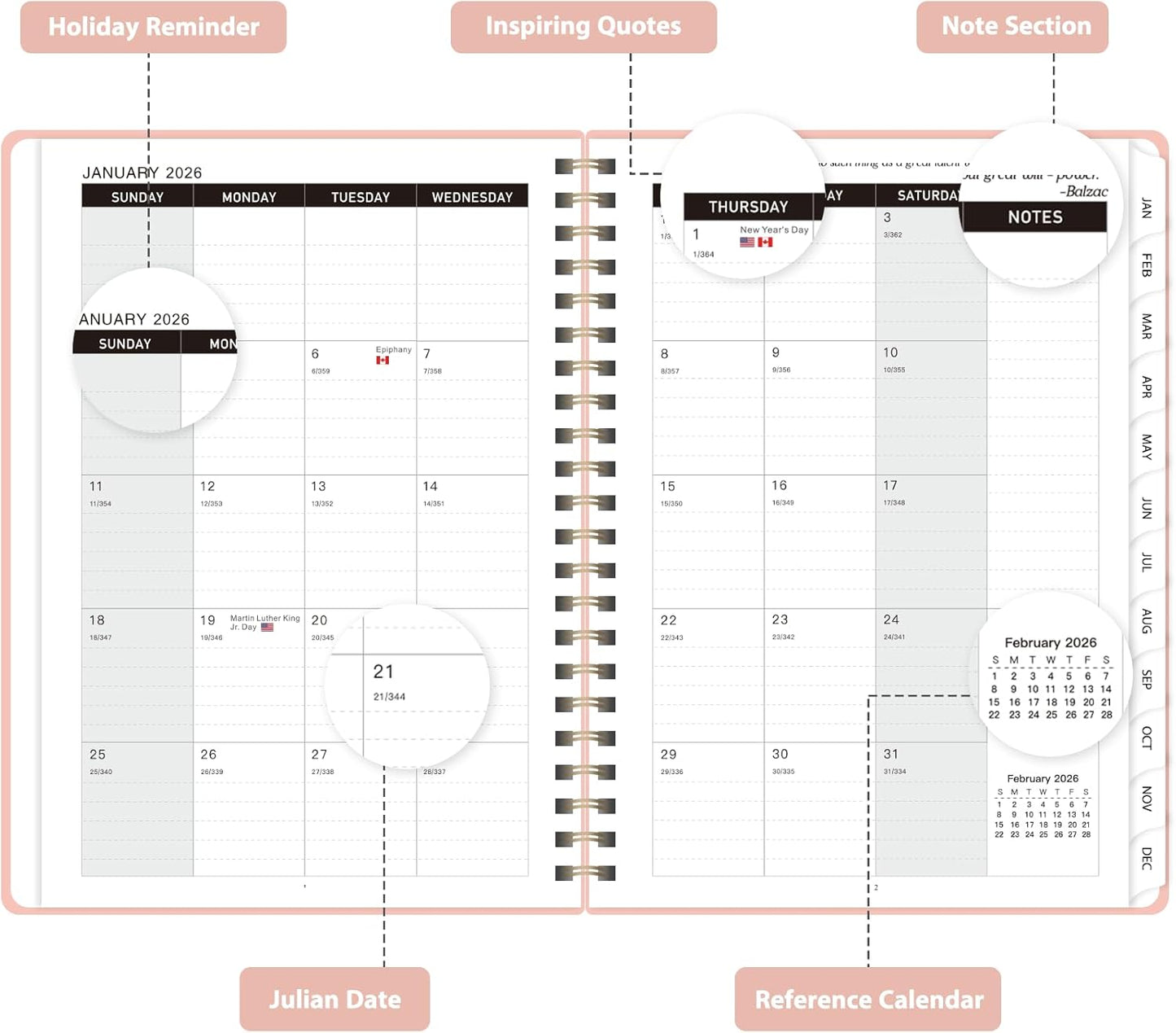 Planner 2026-2027, Weekly and Monthly Academic Year Calendar Planner, July 2026 - June 2027, Daily Agenda Book for Office School Supplies, A5(6.3'' x 8.5'')