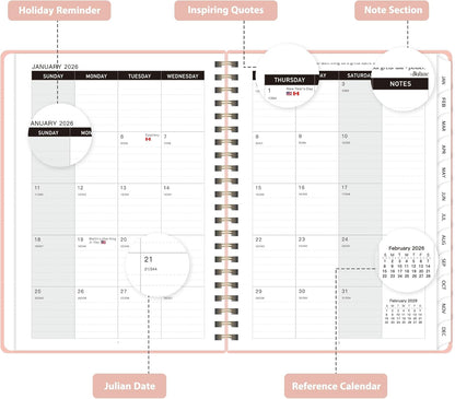 Planner 2026-2027, Weekly and Monthly Academic Year Calendar Planner, July 2026 - June 2027, Daily Agenda Book for Office School Supplies, A5(6.3'' x 8.5'')