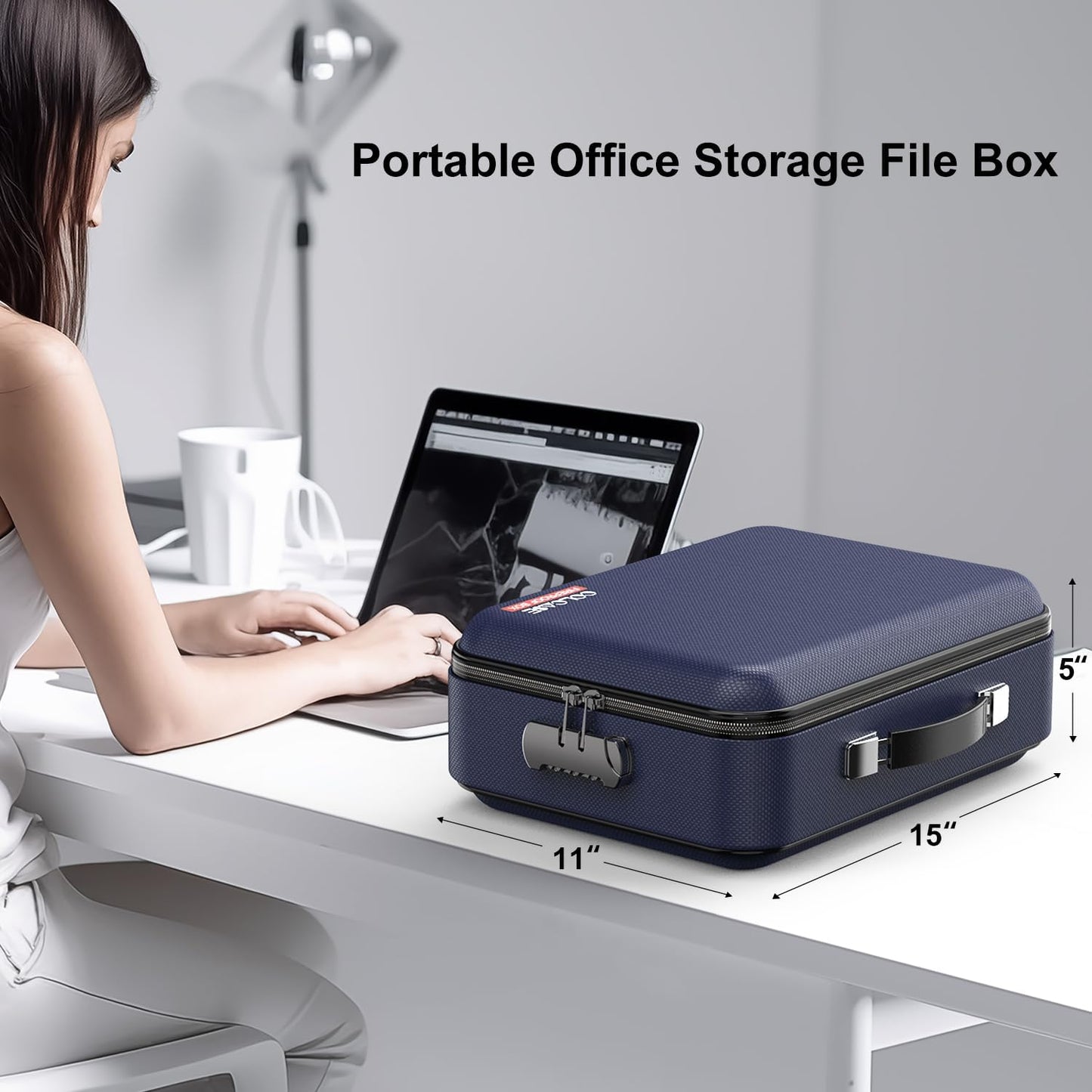 COLCASE Fireproof Document Box with Lock, Hard Fireproof Waterproof Box Creative Hard-Shell Design Fireproof Safe Box Document Organizer for Important Documents Certificates Laptop Passports Black