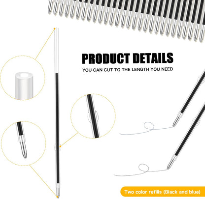 Outus 30 Pieces 0.7 mm Retractable Pen Refills Replacement Ballpoint Pen Refills Black and Blue Ink Pen Refills for Retractable Pen Office School Supplies, 107 mm in Length