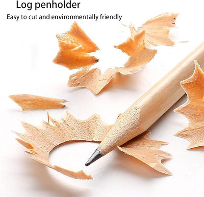 Buspoll 10 Stick HB Pencils Unpainted Natural Wood Grain Triangular for Kids Stationery