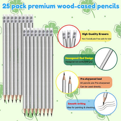 Adhere 25pcs Woodcase Pencils with Eraser Premium Pre-Sharpened Hexagon Graphite 2B pencils ideal for home, office writing including a Free Sharpener(Pink・25pcs)