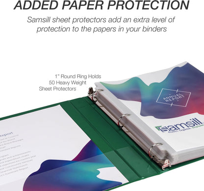 Samsill 1.5 Inch 3 Ring Binders, Economy Round Ring, Clear View Cover, 325 Sheet Capacity - for School, Home, Office - White, 4 Pack