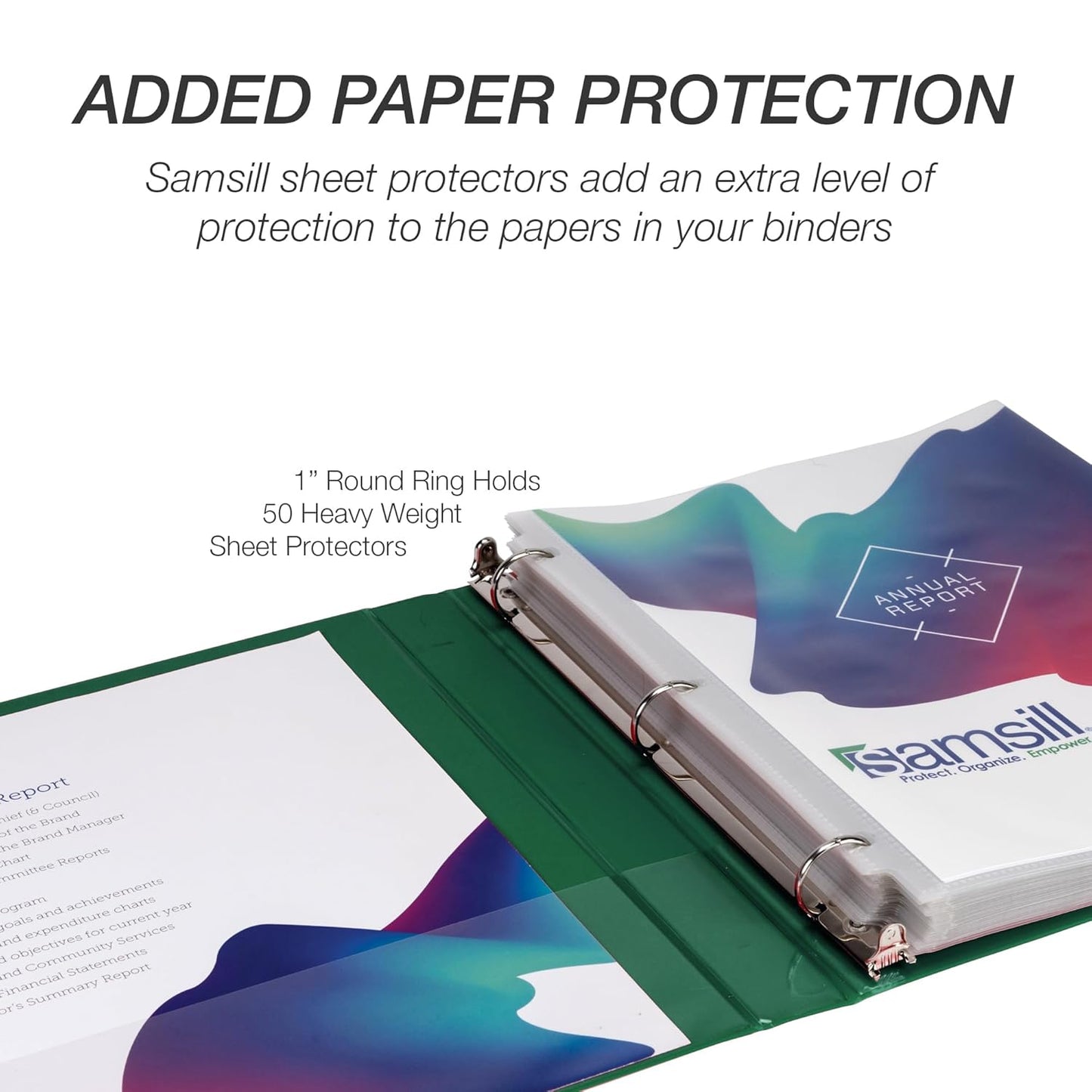 Samsill 1 Inch 3 Ring Binders, Economy Round Ring, Clear View Cover, 200 Sheet Capacity - for School, Home, Office - Green, 24 Pack