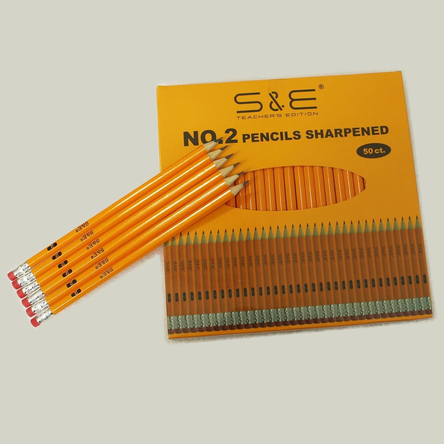 S & E TEACHER'S EDITION 432Pcs Pencils & Erasers Tops Set, 288 Pcs Pre-sharpened pencils No. 2, with 144Pcs Eraser Caps, #2 HB pencil sharpened, Back to school, 432Pcs/box.